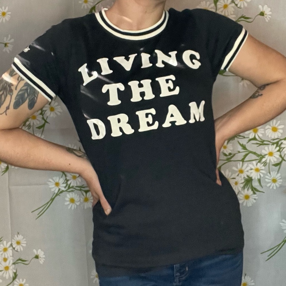 Junk Food Clothing Disney Mickey Mouse living the dream black white graphic tee - Picture 2 of 7